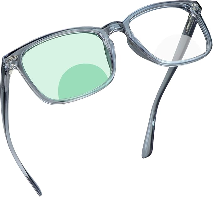 YEIN Bifocal Reading Glasses with Blue Light Blocking Lenses, Bifocal Reader for Women and Men, Vintage Square frame with Spring Hinge (+0.00/+1.50 magnification)