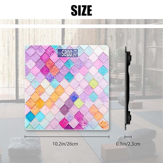 Weight Scale Digital Scale for Body Weight Bathroom Scales Personalized Scale for Body Weight 400 lbs with Large Backlit Display Easy Read - Colorful Tiles