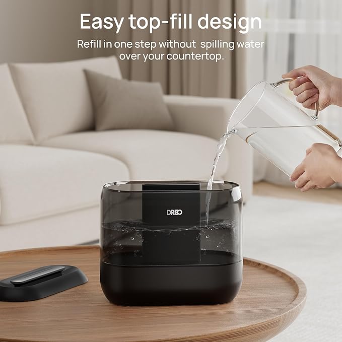 Dreo Humidifiers for Bedroom, Top Fill 4L Supersized Cool Mist Humidifier with Oil Diffuser and Nightlight, 32H Runtime, Quiet Ultrasonic Humidifiers for Home, Large Room, Baby Nursery and Plants