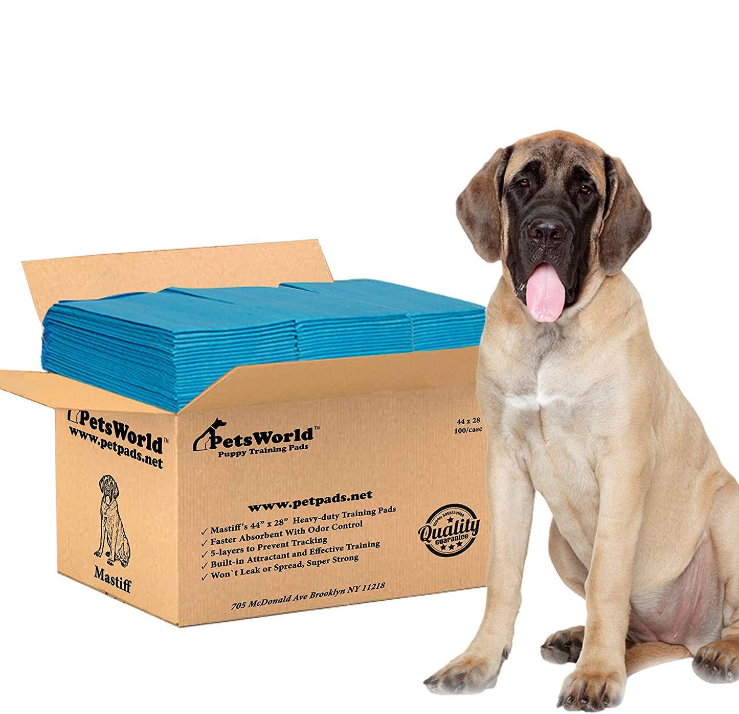 PETSWORLD 2XL Puppy Pads, 28x44 Inch, 100 Count| Ultra-Absorbent, Leak-Proof Dog Pee Pads for Potty Training