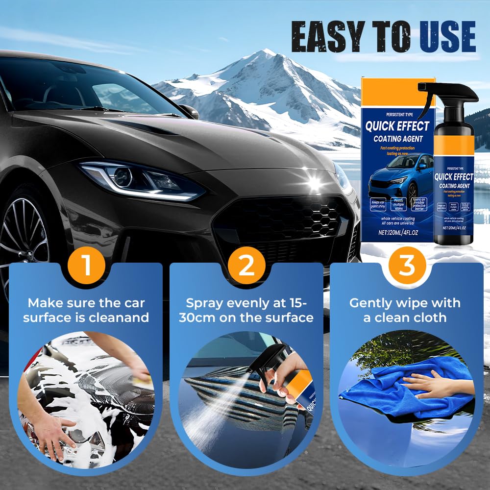 2025 New Advanced Car Quick-acting Coating Agent Spray, Car Coating Sprays, Quick Effect Cars Scratch Wax Polish Spray, Waterless Wash, Oil Film Emulsion Glass Cleaner(1pcs, 4.06FL Oz)