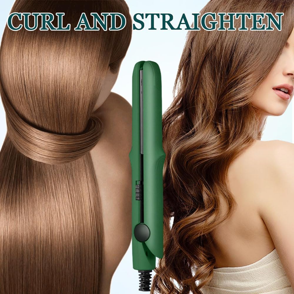 2025 New Mini Dual-Purpose Curling Iron, 2-in-1 Curling Wand Flat Iron Hair Straightener, Travel Curling Iron for All Hair Types (Dark Purple)