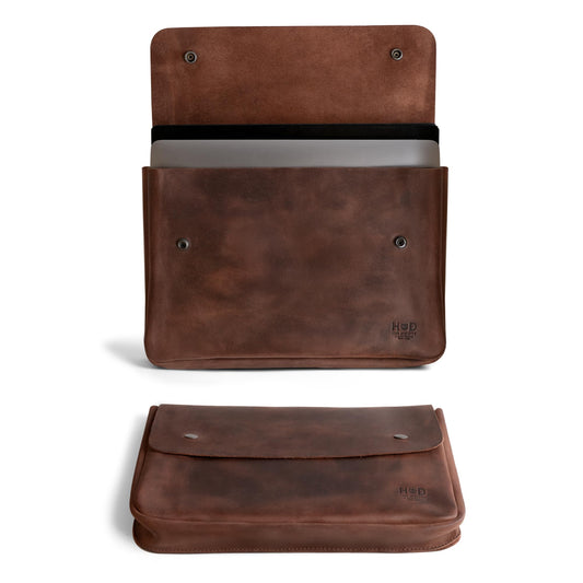 Hide & Drink, Vintage Folder Document Holder, File Case, A5 Binder, Envelope Portfolio, Full Grain Leather, Handmade, Bourbon Brown