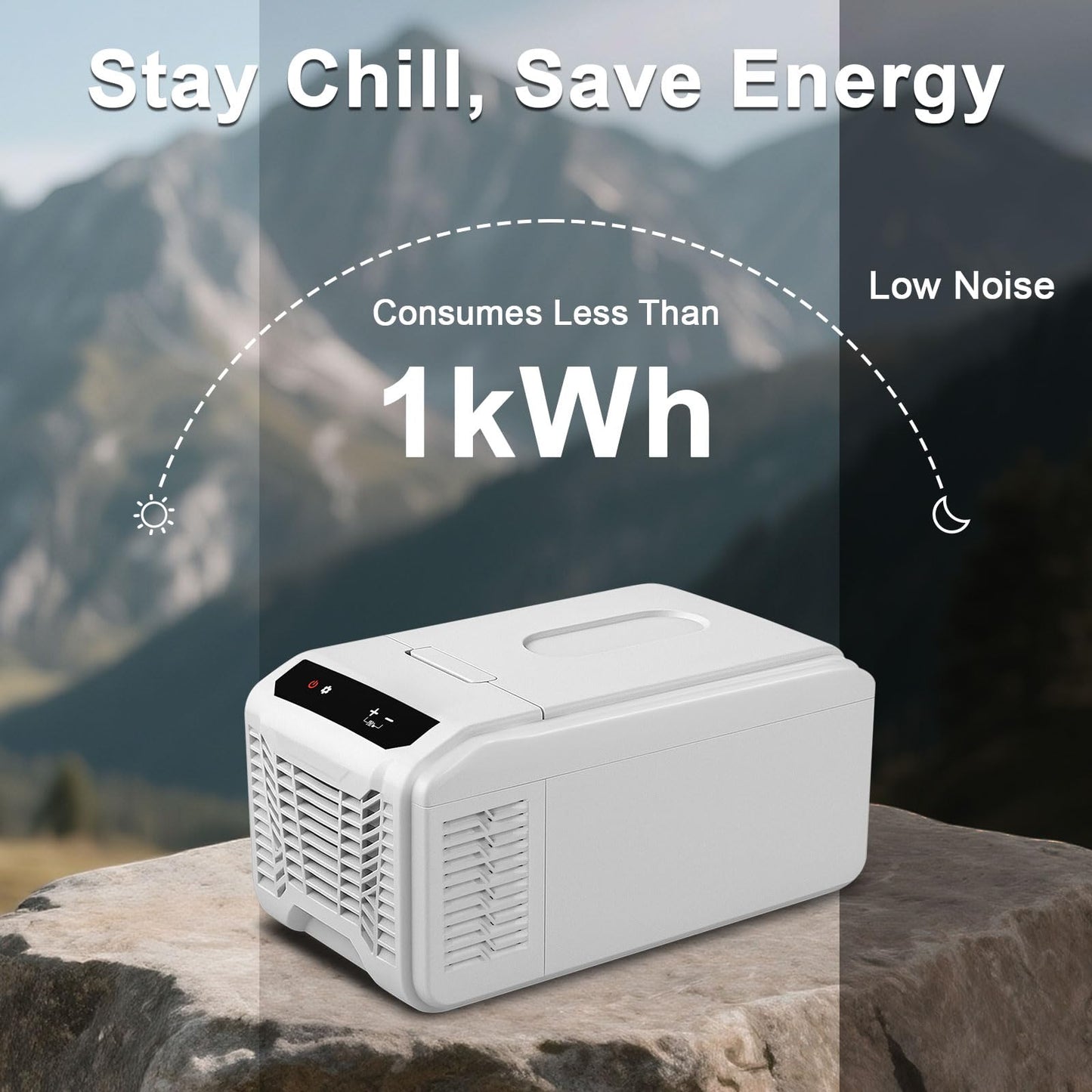 Erivess 12 Volt Refrigerator, 16QT(15L) Portable Freezer Compressor Cooler, 12/24V DC & 110-240V AC, -4℉~68℉ Dual Mode, Car Fridge for Camping, Travel, Truck, RV, Boat