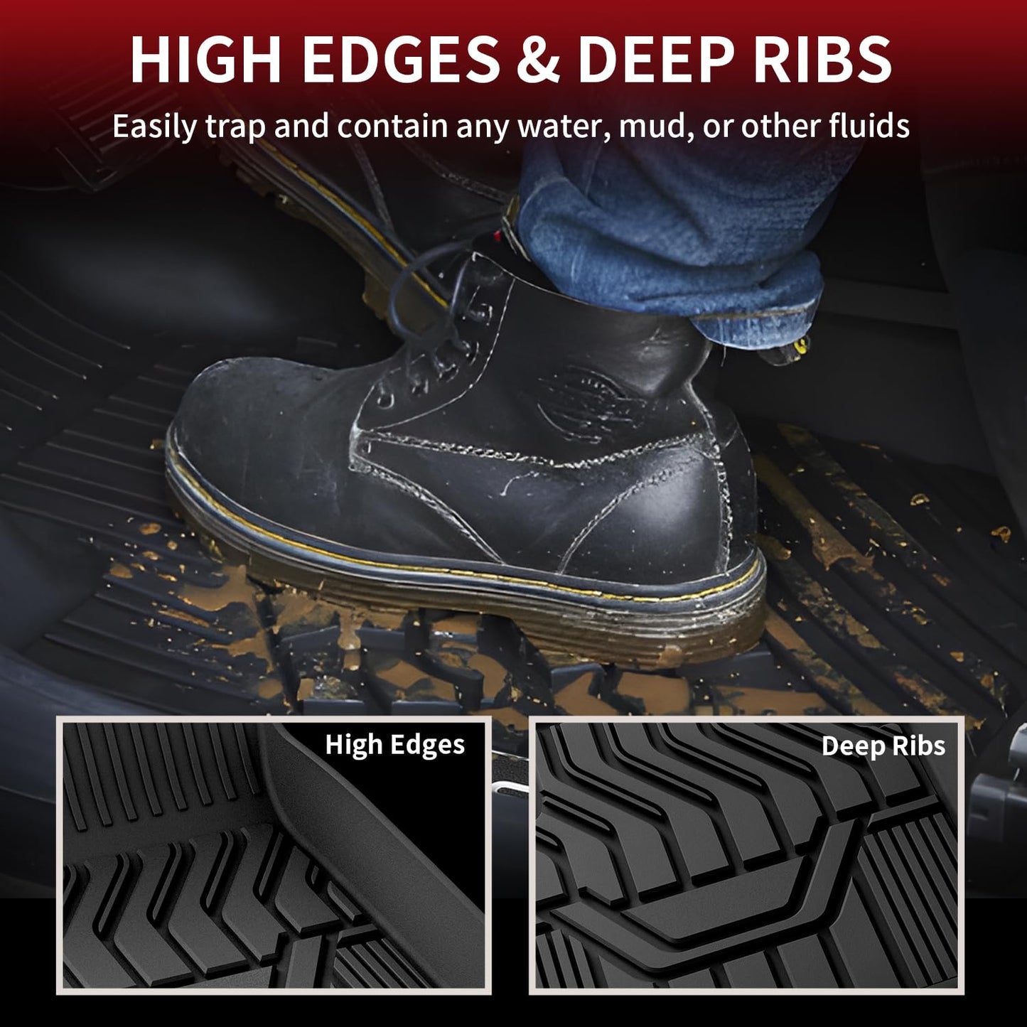 LASFIT Floor Mats for Nissan Altima 2025 2024 2023 2022 2021 2010 2019, Custom Fit All Weather Protection Durable TPE Floor Liners for 2019-2025 Altima S/SL/SR/SV/Platinum 1st & 2nd Row Car Mats,Black