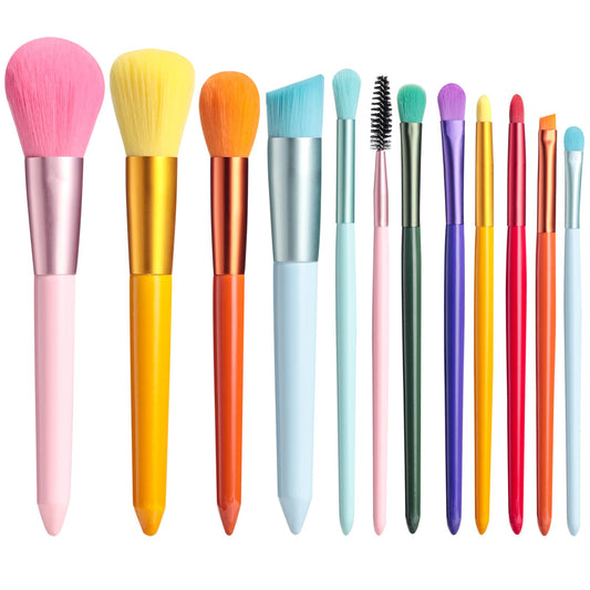 BS-MALL Children Makeup Brushes Colorful 12 Pcs Makeup Brush Set Foudation Concealer Blush Eyeshadow Brush