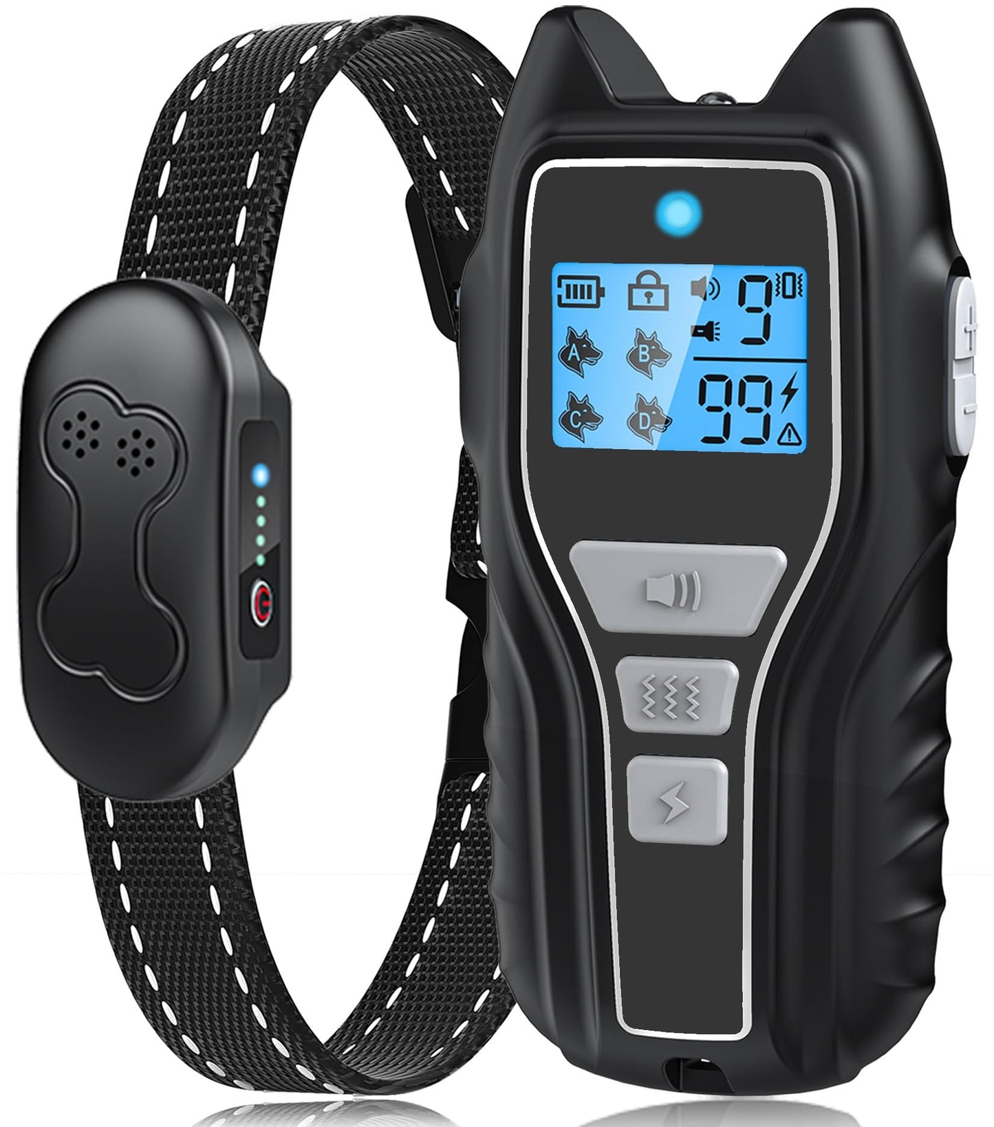 Dog Shock Collar with Remote Control - Rechargeable Dog Training Collar, IPX7 Waterproof E Collar for Dogs with 4 Safe Modes Flashlight Beep Vibration Shock Ideal for All Dog Sizes (8-150lbs) Gry