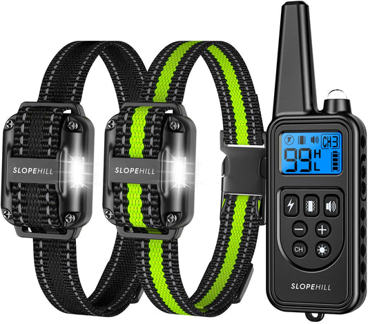 Dog Training Collar with Remote, Electronic Dog Shock Collar with Beep, Vibration, Shock, Light and Keypad Lock Mode, Electric Training Collar Set for Small Medium Large Dogs (Black Green)
