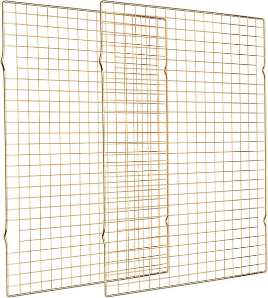 Cooling Rack for Baking, 2-Pack 16x10 Inches Baking Rack, Thick Wire Cookie Rack for Cooking, Roasting, Grilling, Drying, Oven Safe, Fits Half Sheet Pan, Gold