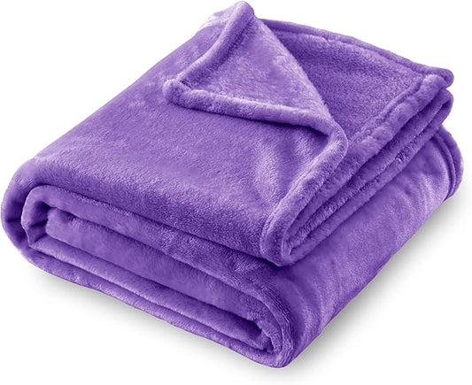SOCHOW Flannel Fleece Blanket Twin Size, All Season Lightweight Super Soft Cozy Blanket for Bed or Couch, Purple 60inch X80''