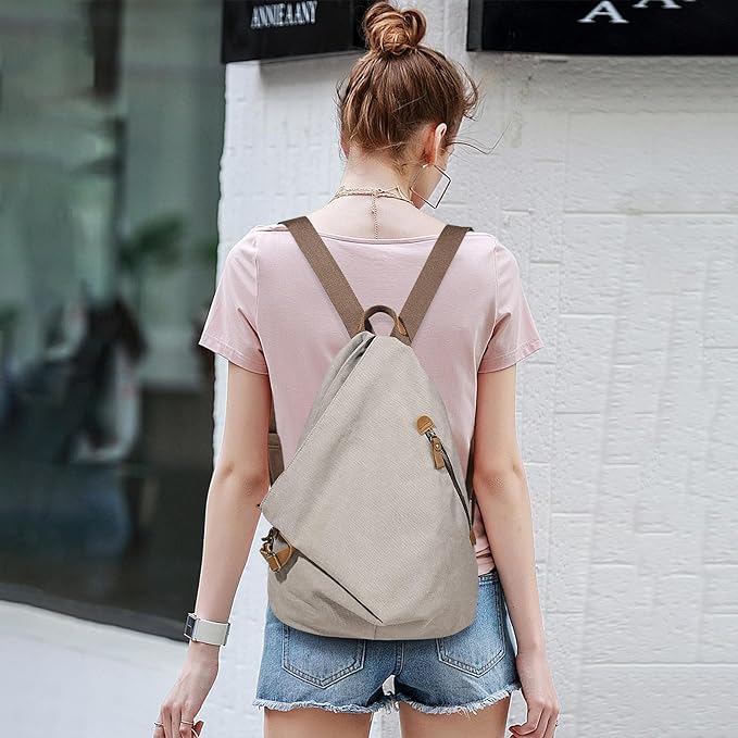 KL928 Canvas Vintage Backpack – Large Casual Daypack Outdoor Travel Rucksack Hiking Backpacks for Men Women