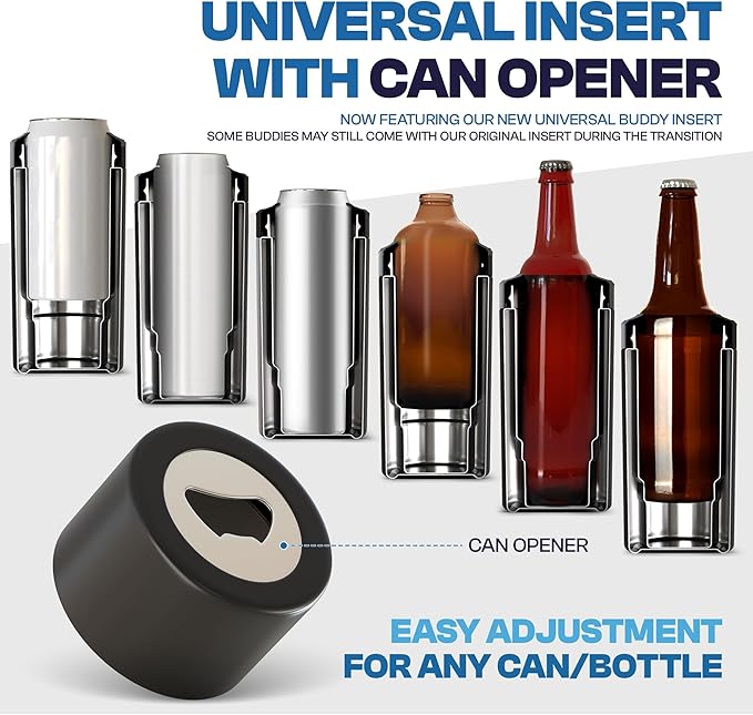 Frost Buddy Universal Can Cooler - Fits all - Stainless Steel Can Cooler for 12 oz & 16 oz Regular or Slim Cans & Bottles - Stainless Steel (Tactical Green)