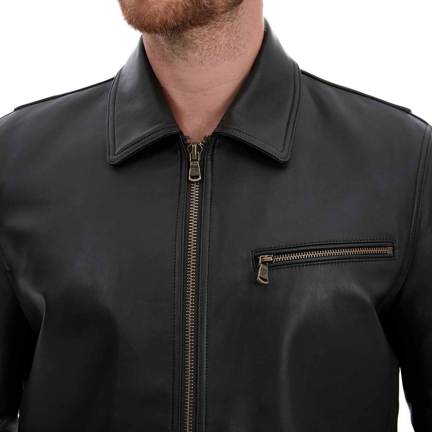 SILVER FASHIONS Leather Jacket Men,Classic Lambskin Jacket with Full Zip Front,Casual Style,Tailored Design,Metal Snap Cuffs (US, Alpha, 3X-Large, Regular, Regular, BROWN)