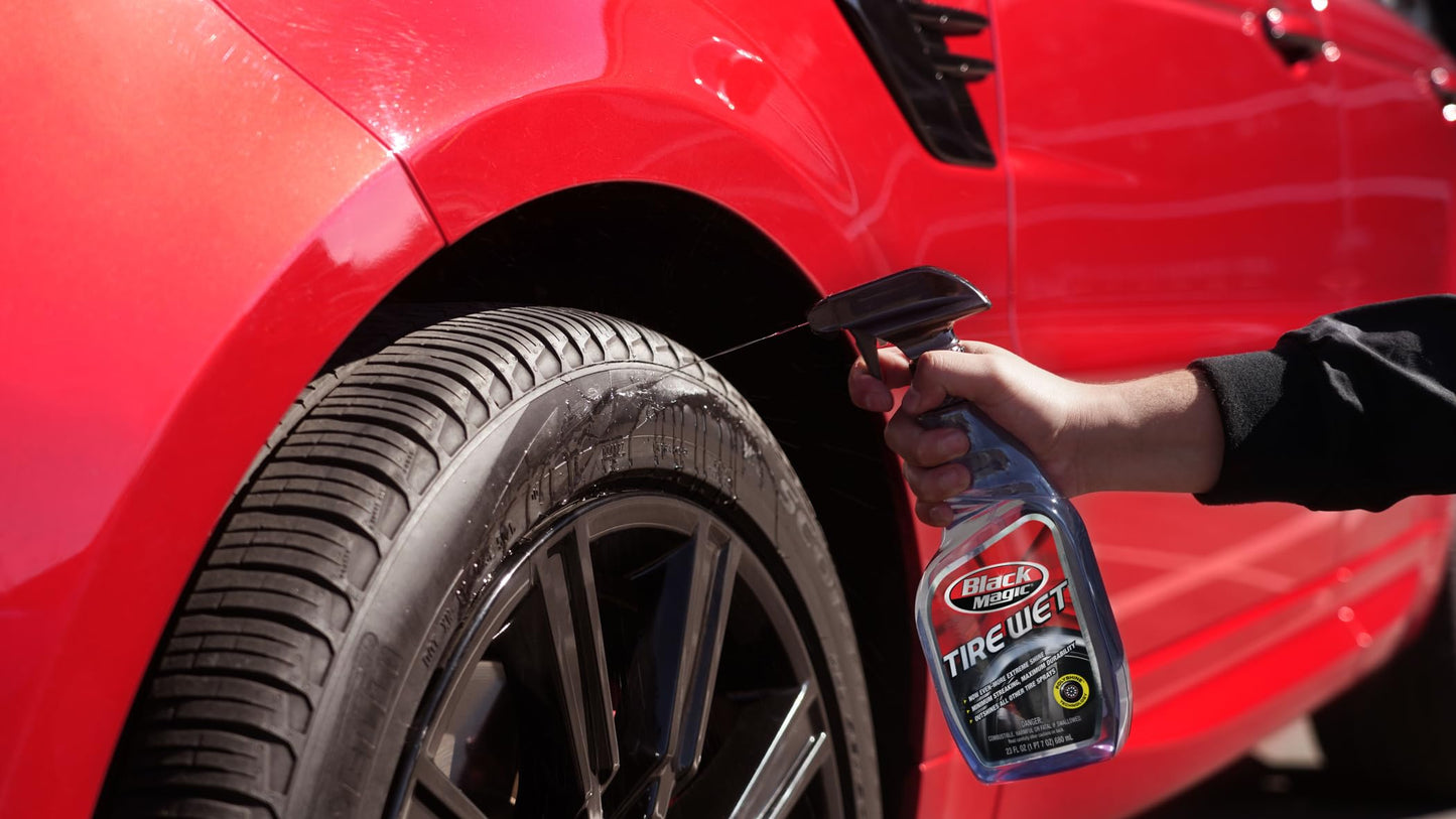 Black Magic 120217 Tire Wet, 23oz (Pack of 2) - Specially Formulated Tire Shine Applicator Cleaner to Keep Them Looking Wet, Black, and Glossy with One Quick Spray – Long-Lasting Protection for Tires