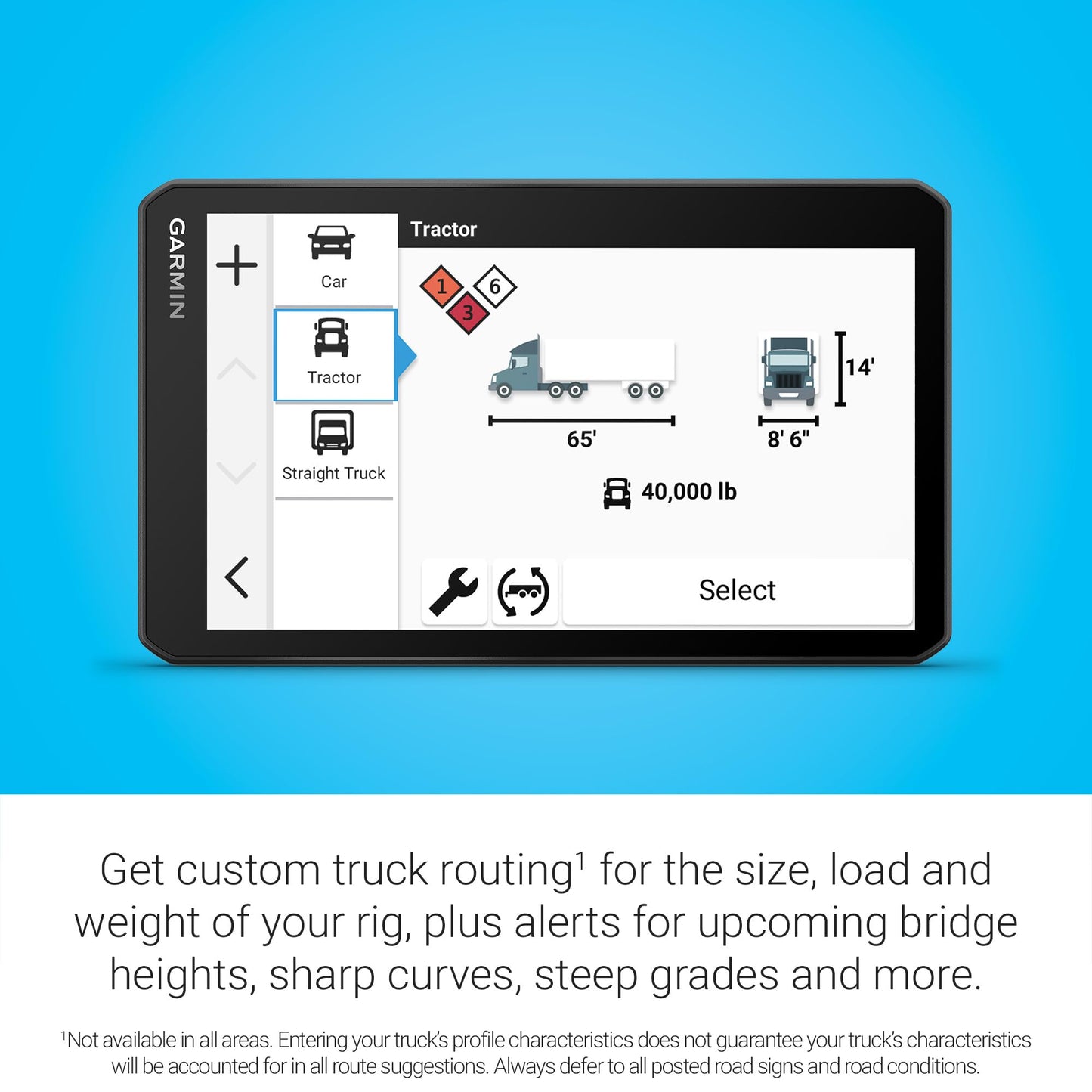 Garmin dezl OTR720, Large 7' GPS Navigator, Custom Truck Routing, Satellite Imagery, Wind Speed, Community-Shared Loading Docks & Parking Availability