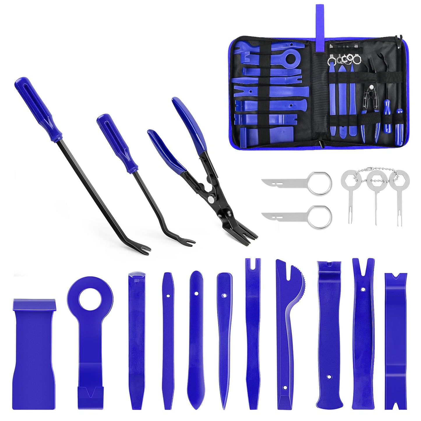GOOACC 19Pcs Trim Removal Tool Set Panel Fastener Clips Removal Automotive Plastic Upholstery Pliers Removal Install Removal Car Tool with Storage Bag for Trim Panel Audio Clip Pliers Terminal-Yellow