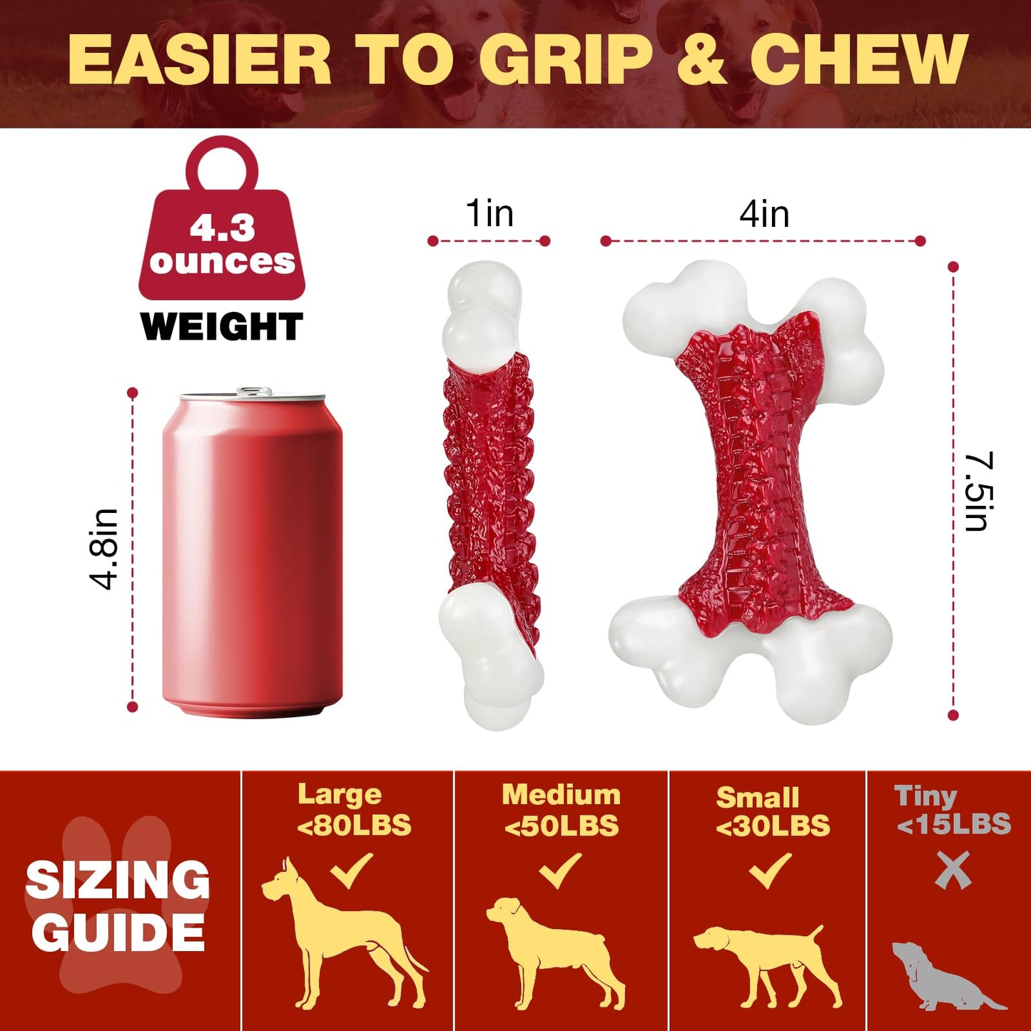 Kseroo Tough Dog Toys, Toys for Aggressive Chewers Large Breed, Chew Dogs, Bone Toy Nylon Dogs Almost Indestructible
