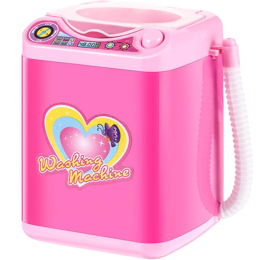 Hsei Mini Toy Washing Machine Makeup Brush Cleaner Plastic Electric Automatic Washing Machine Sponge Cleaning Toy for Girls Ladies