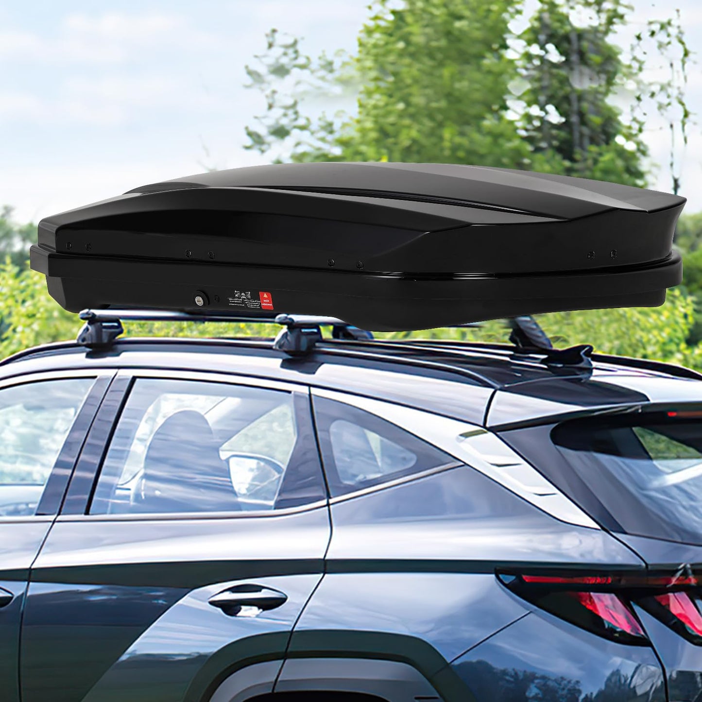 Garvee Heavy Duty Hard Shell Roof Top Cargo Carrier - 55(L) x31(W) x12(H) Waterproof Lockable Storage Box Capacity 165 Lbs 12.4 Cu Ft - Tool-Free Install- Fits SUV, Truck, Van (12.4 Cubic Ft)