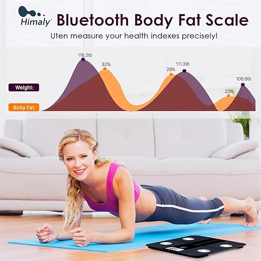 himaly USB Rechargeable Bathroom Scale for Body Weight, Digital Weight Scale Bluetooth for Accurate BMI Body Fat Scale Muscle Mass Composition Monitor with App, 400 lbs