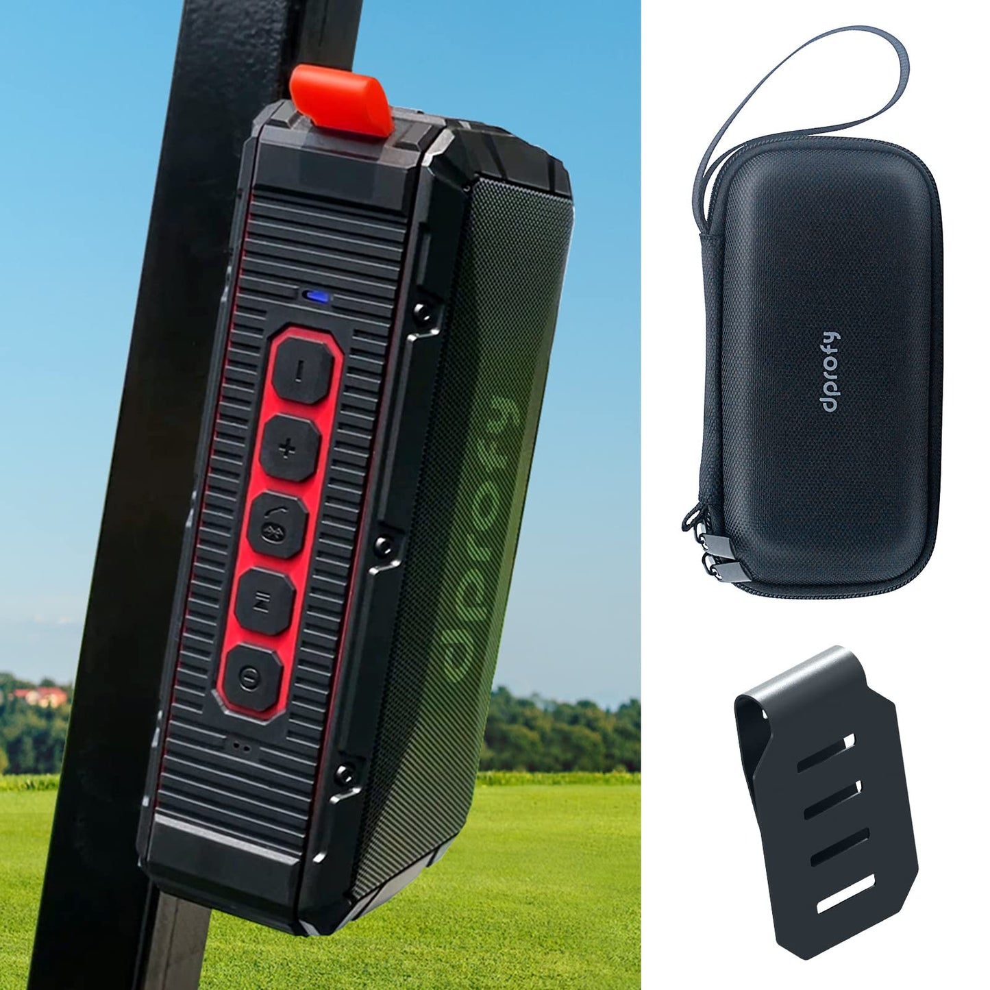 Pro Portable Magnetic Bluetooth Speaker - Wireless Waterproof IPX6/Shockproof - 3rd Gen Magnetic Speaker for Golf Cart - 24 Hr Playtime - TWS & SD Card Function + Case