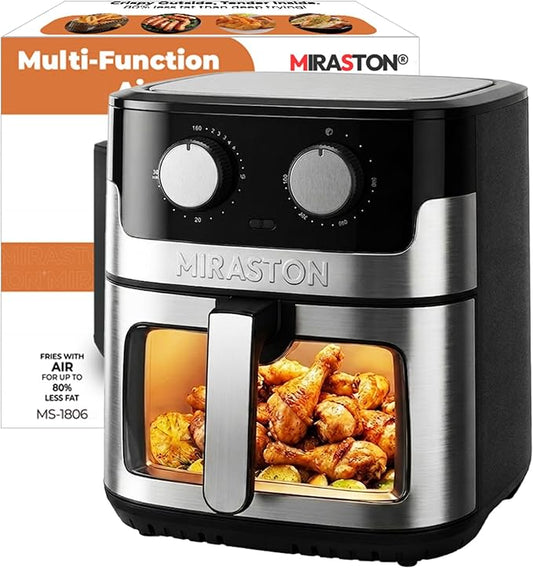 8.5QT Air Fryer, Upgraded Family Size Capacity, Square Basket Dials Stainless Steel Air Fryers, Reheat Leftovers, Easy Cooking for Healthier Breakfast & Dinner in Minutes, Gift Box Included
