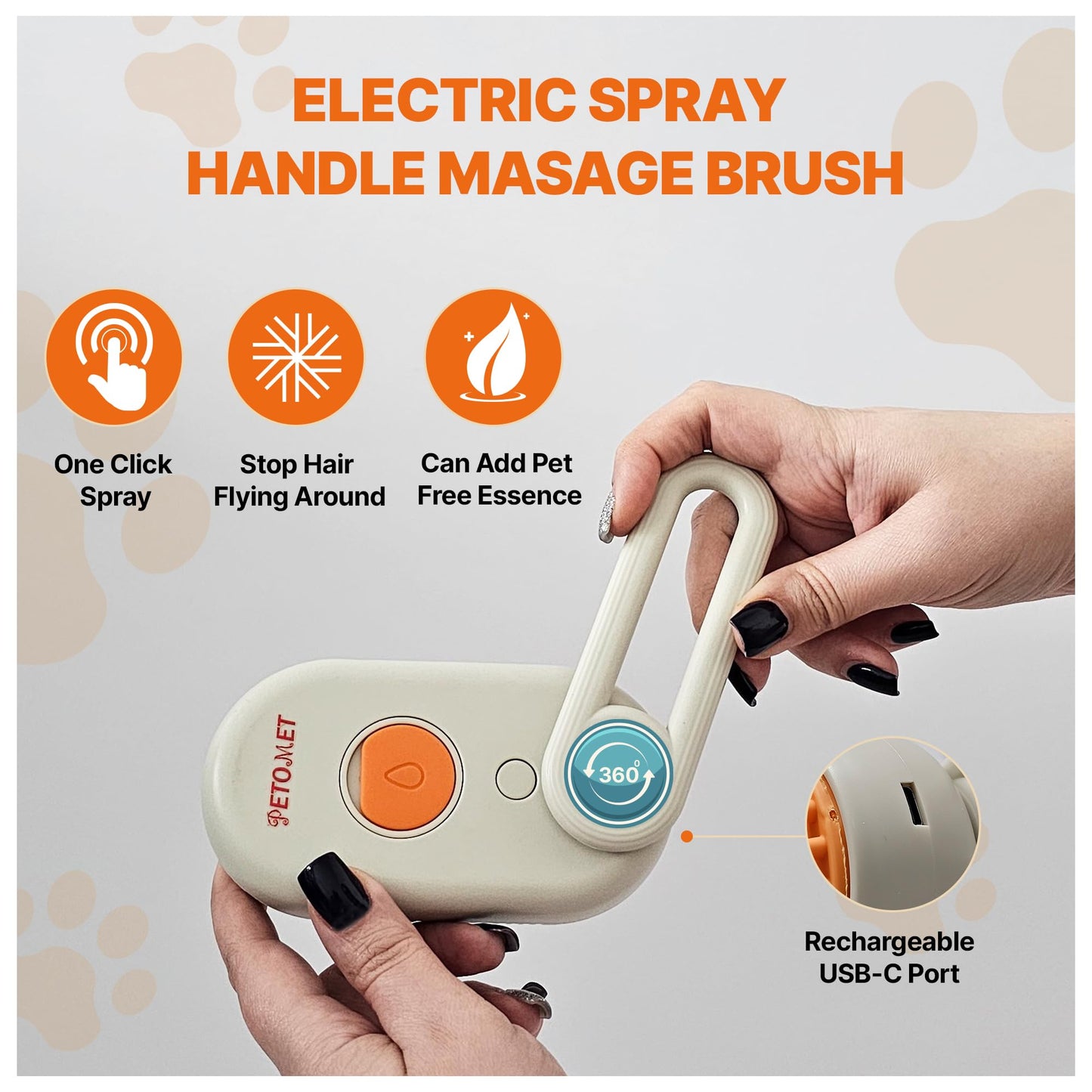 PETOMET 4 in 1 Cat steam brush, steam brush for dogs, rabbits., Pet spray comb for shedding and grooming, Gentle Technology, Easy-to-Clean, massage, Grooming Washable, useful for shedding