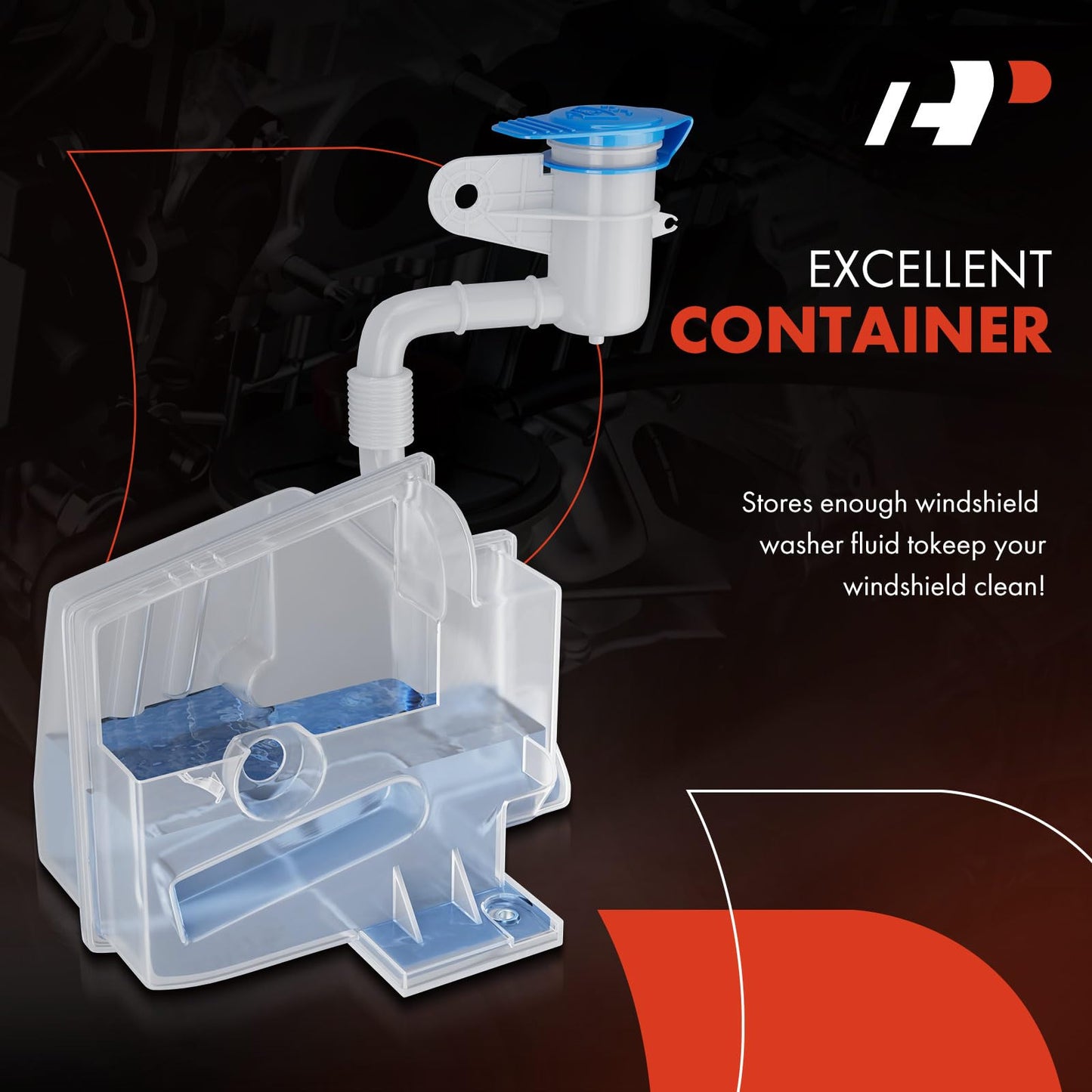 A-Premium Windshield Washer Reservoir Tank Assembly Compatible with Jeep JL Series Wrangler 2018-2024, JT Series Gladiator 2020-2023 - with Washer Pump & Cap & Fluid Level Sensor