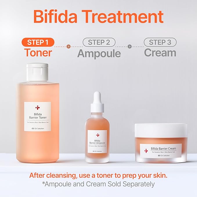 Bifida Barrier Toner, Cuskin Mild Korean Skin Care Toner for Face with Hyaluronic Acid and Ceramide NP for Moisturizing and Hydrating, 200ml (6.76 Fl. Oz.)