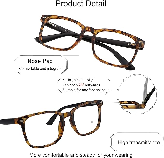 YEIN Bifocal Reading Glasses with Blue Light Blocking Lenses, Bifocal Reader for Women and Men, Vintage Square frame with Spring Hinge (+1.00/+4.00 magnification)