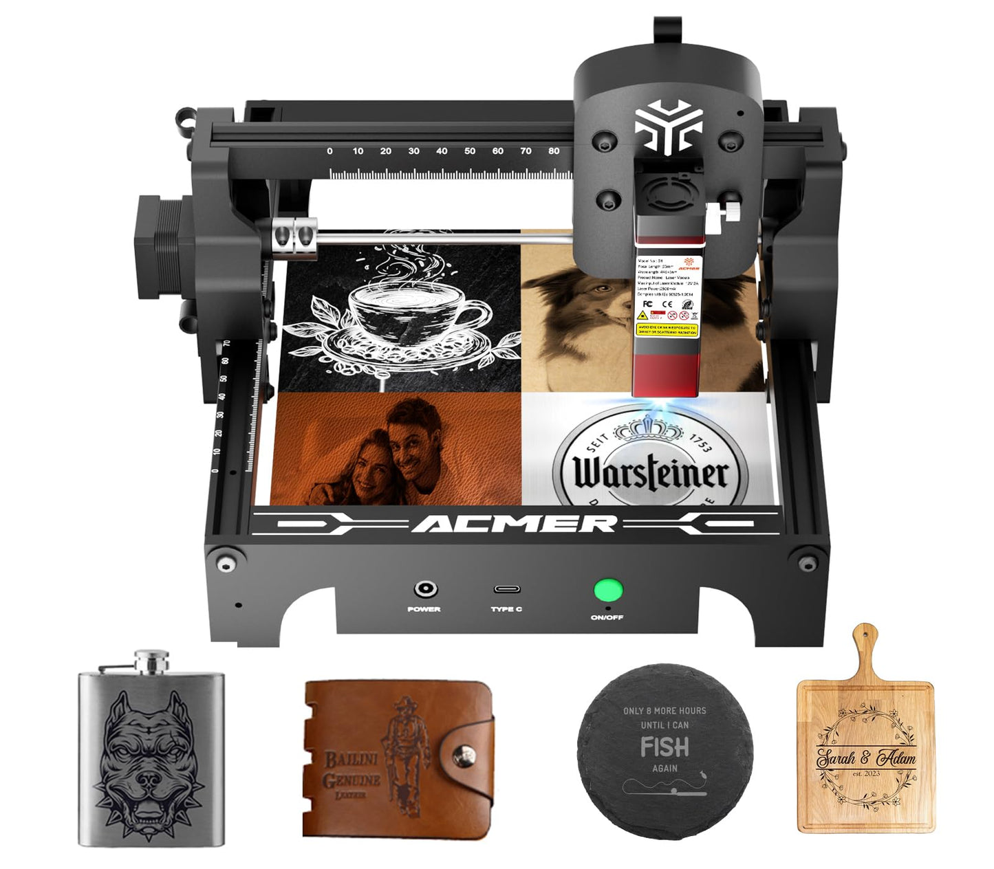 Acmer Laser Engraver Machine, 6000mW High Precision Laser Cutter and Engraving Machine, 130x130mm Working Area for Wood and Metal, DIY Laser Engraver