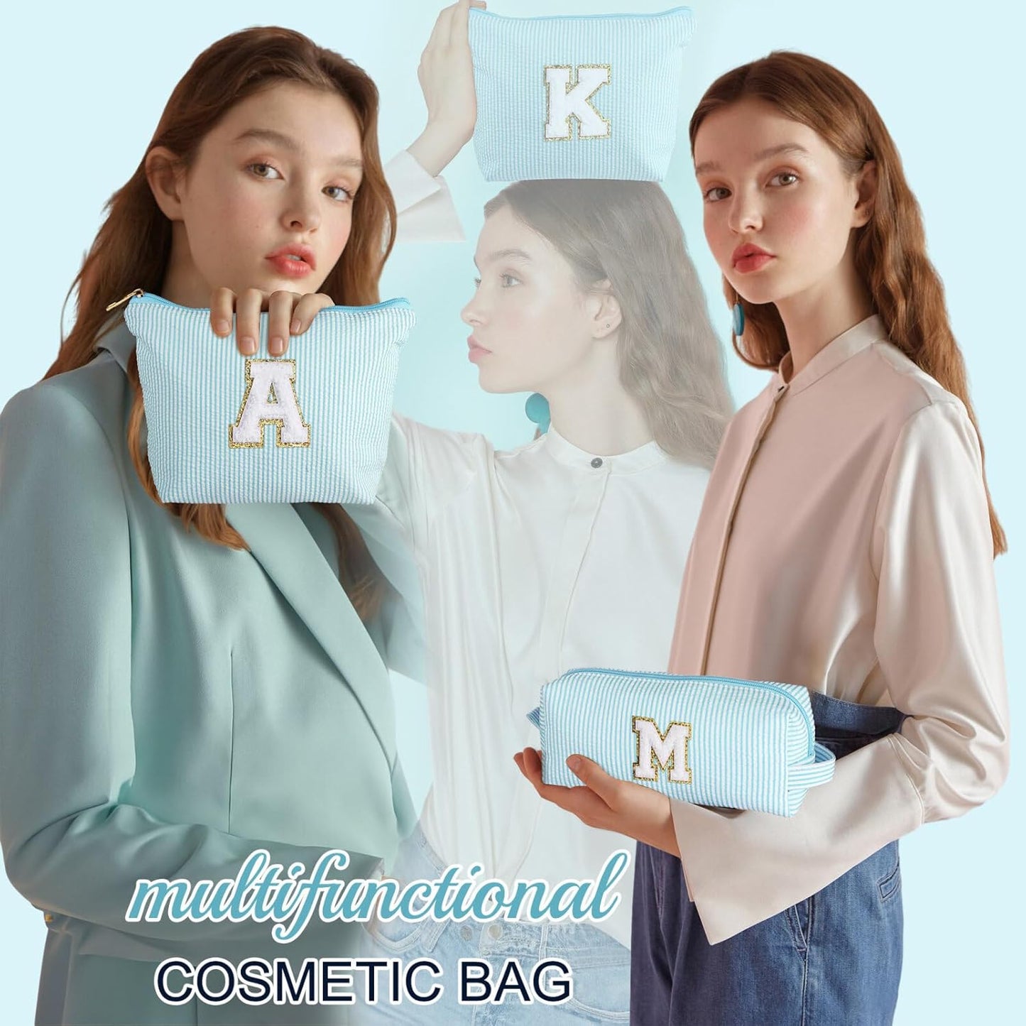 YOOLIFE 2 Travel Makeup Bags for Women - Cute Makeup Bag Makeup Bag Organizer Make Up Bag Travel Essentials Makeup Bag Personalized Gifts Friend Gifts for Women Teenager Bridesmaids Letter B