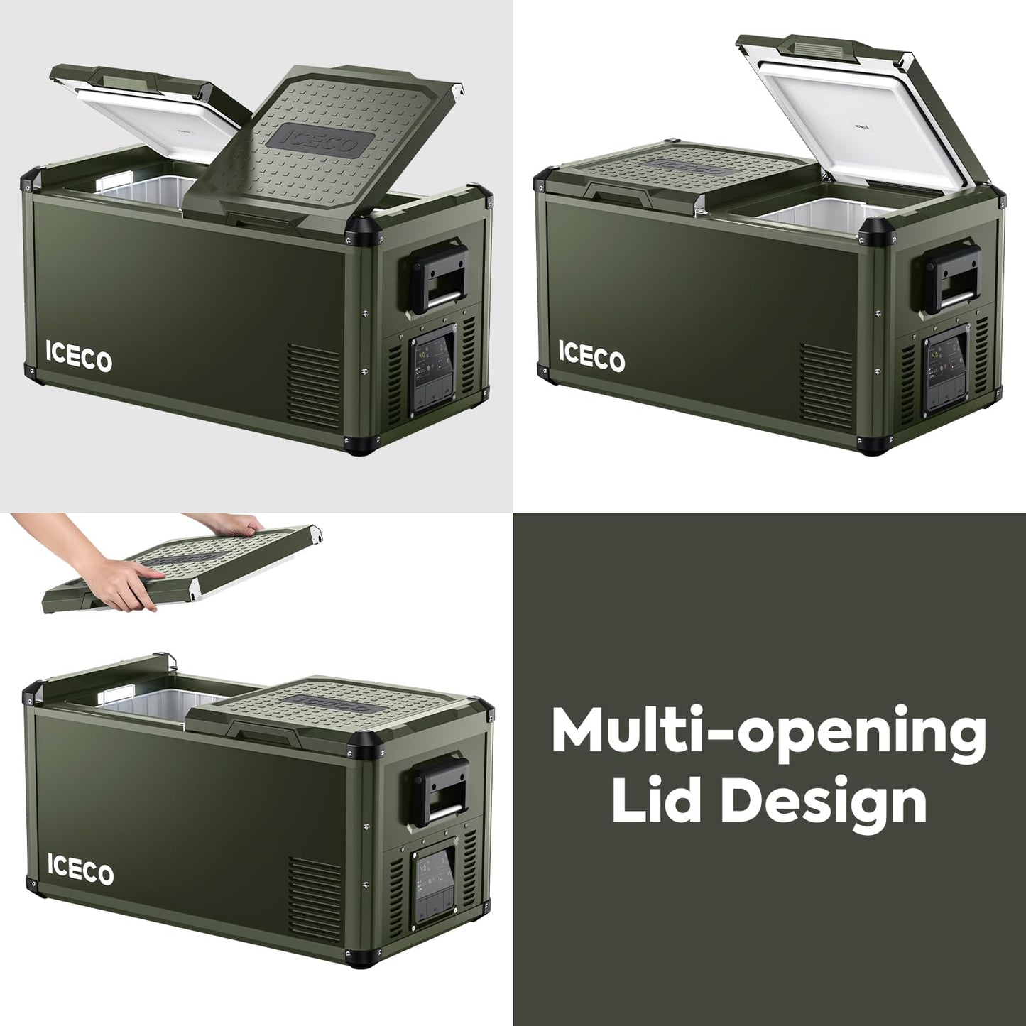 ICECO VL75 ProD 12V Refrigerator, Portable Freezer Fridge with AC/DC, 75L Dual Zone Car Fridge Powered by SECOP, 0℉ to 50℉, Electric Cooler for Car, Camping and Home Use [Olive Green Special Edition]