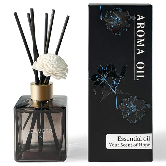 LEAMERR Reed Diffuser Set, 6.1 oz (180 ml) Rouge Scented Diffuser with Sticks Long-Lasting Home Fragrance Reed Diffuser for Home Room Office Bathroom Shelf Decor