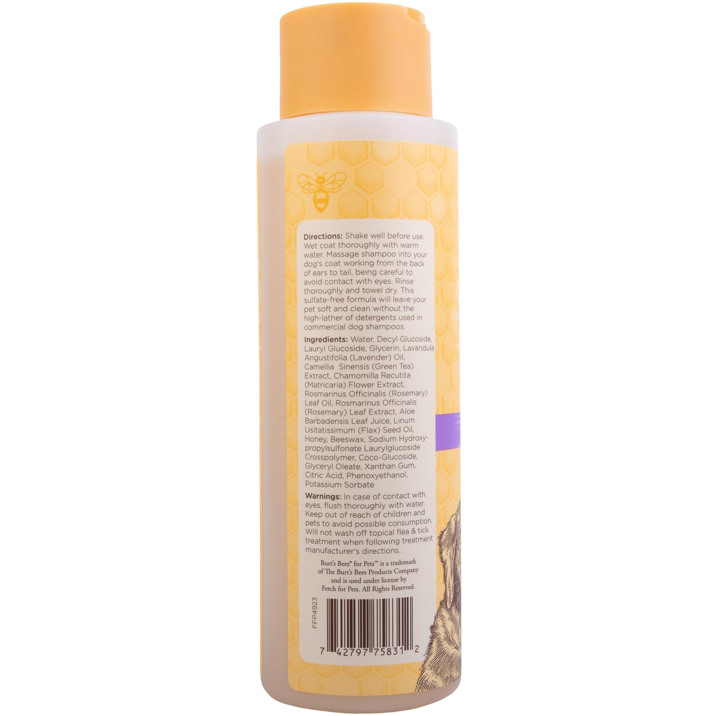 Burt's Bees for Pets Calming Dog Shampoo with Lavender and Green Tea, 95% Natural Origin Formulas, Soothing Canine Cleanser - Gentle Wash, 16 oz