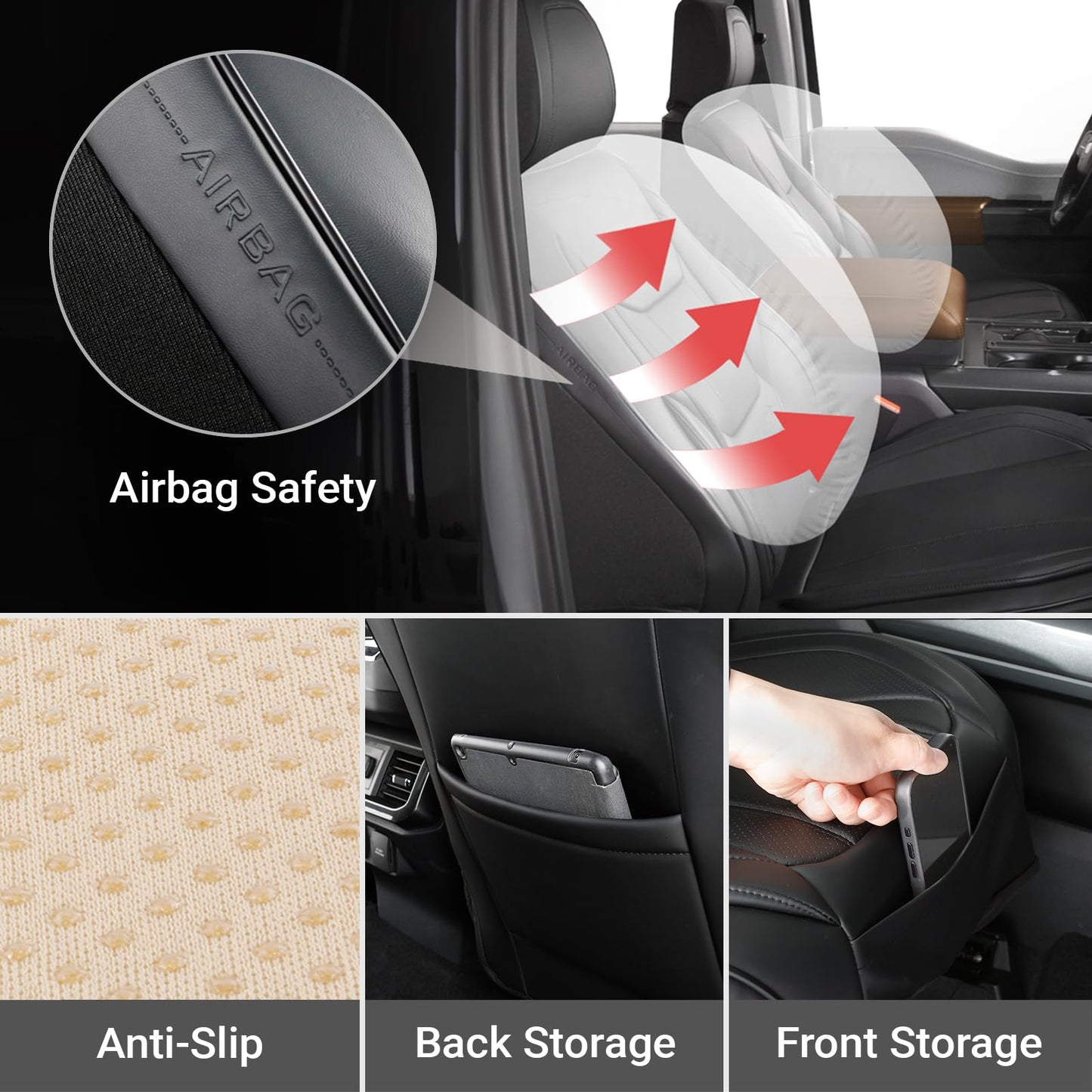 Coverland Custom Car Seat Covers Compatible with Civic, Accord, Malibu, Sonata, Camaro, Camry - Premium Leather Memory Foam Waterproof Custom Protector Front Seat-Black [See Size Chart-Size A10]