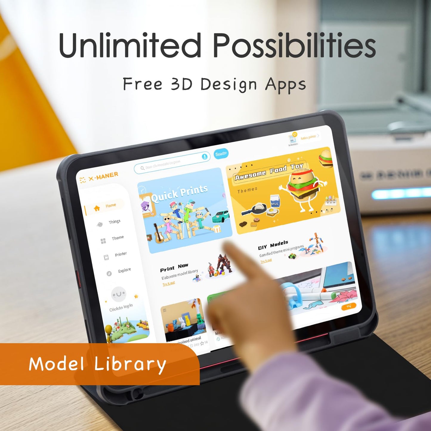 AOSEED 3D Printer for Kids, Beginner 3D Printer with 8 PLA Filament Set, Huge Toy Library & Modify, Wi-Fi & App Control, Create STEM Toys, High Precision, W/ 15+ Mini 3D Design Module, X-Maker Joy