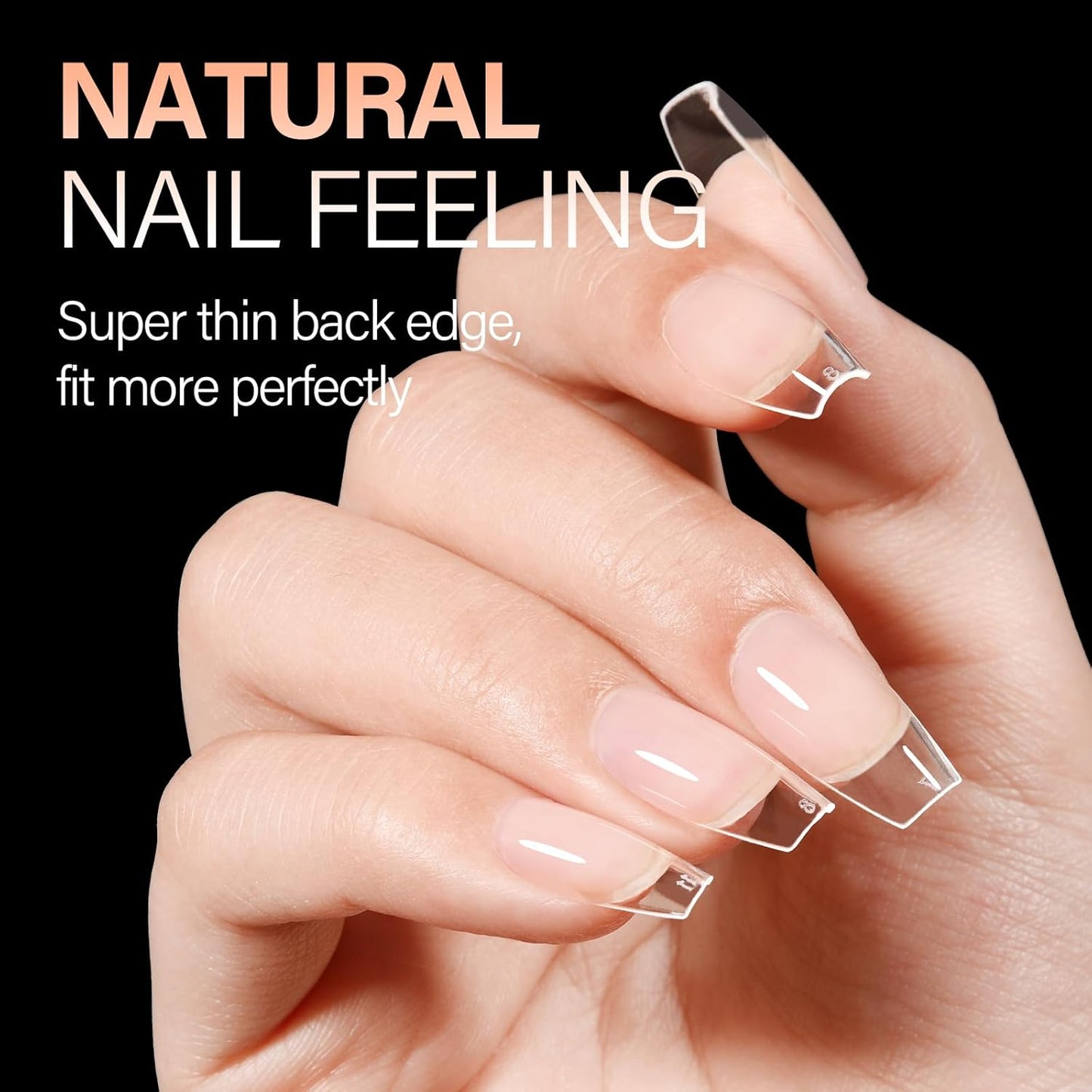 AILLSA Short Coffin Nails Clear Full Cover Nail Tips Medium Gel Fake Nails Tips for DIY Press on Nail Extension, 216PCS 12 Sizes False Acrylic Preshaped Gelly Soft Nail Tip for Women