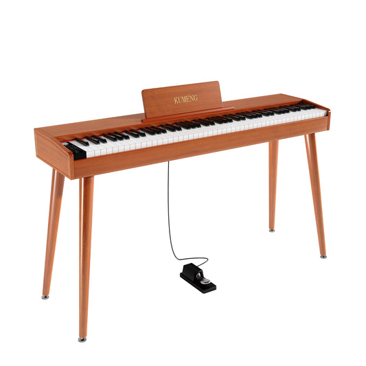KUMENG digital Piano 88 Key Semi Weighted Keyboard,Full-size Electric Piano for Beginners,with Sheet Music Stand,Pedal,Power Adapter,Headphone Mode,USB-MIDI (KU-3506 Digital Piano with Stand)