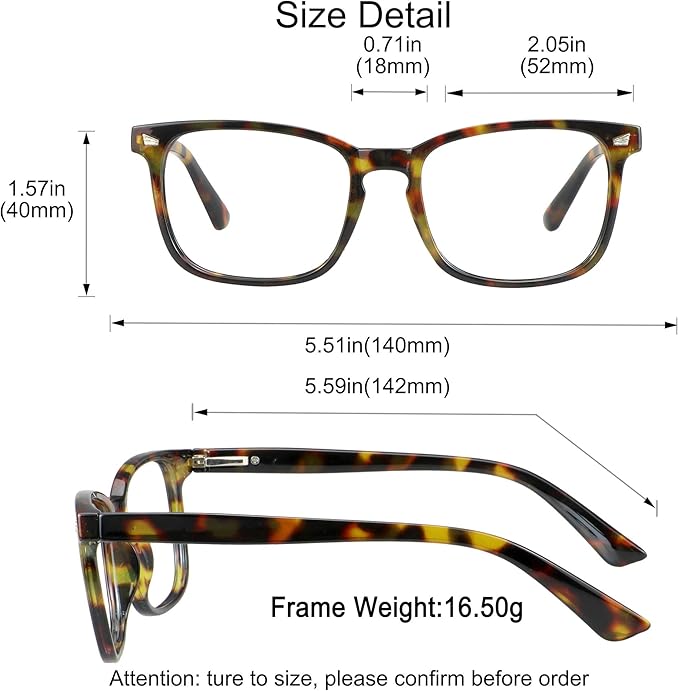 YEIN Bifocal Reading Glasses with Blue Light Blocking Lenses, Bifocal Reader for Women and Men, Vintage Square frame with Spring Hinge (+1.00/+4.00 magnification)