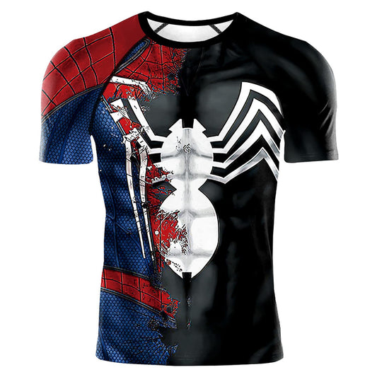 Men's Compression Shirt, Soft Short Sleeve 3D Print Fitness Sports Shirt Gym T-Shirt