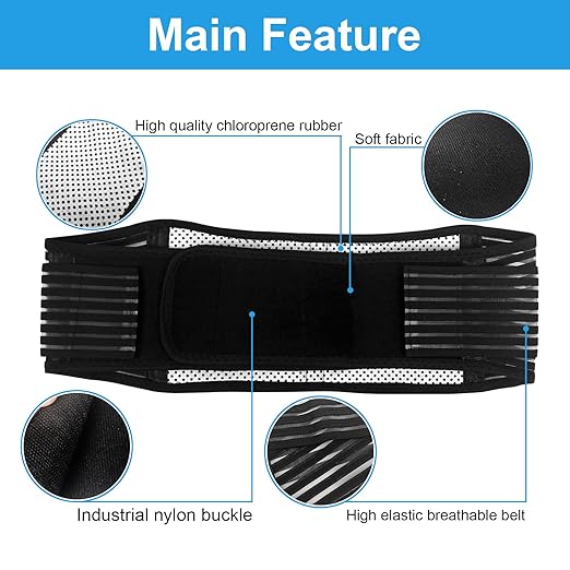 Back Support with Magnet, Tourmaline Magnetic Back Braces for Lower Back Pain Relief, Self Heating & Soothing Back Support Belt, Lumbar Support Belt for Herniated Disc/Sciatica (Medium)