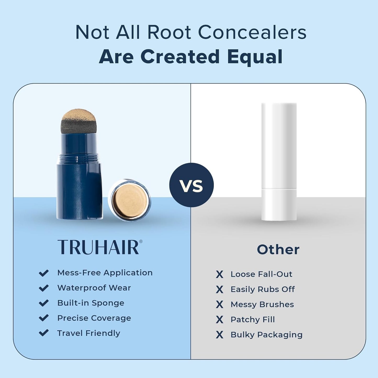 TRUHAIR Color & Conceal Waterproof Root Touch Up Hair Color Concealer - Hair Cover up for Gray Coverage and Hairline Filling - 11 Hair Colors Available (Black)