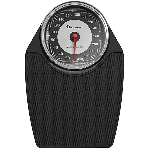 Adamson A24 Scales for Body Weight - Up to 350 LB - New Version - Anti-Skid Rubber Surface Extra Large Numbers - High Precision Bathroom Scale Analog - Durable with 20-Year Assurance