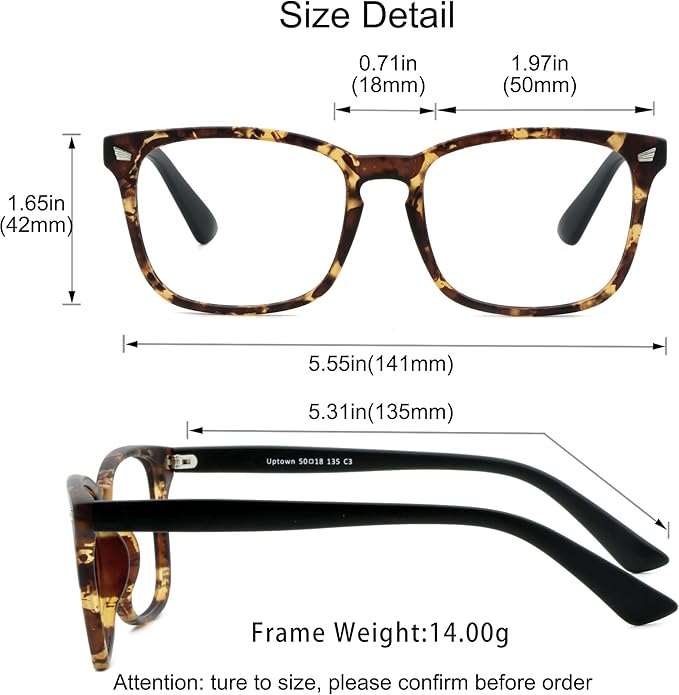 YEIN Bifocal Reading Glasses with Blue Light Blocking Lenses, Bifocal Reader for Women and Men, Vintage Square frame with Spring Hinge (+1.00/+4.00 magnification)