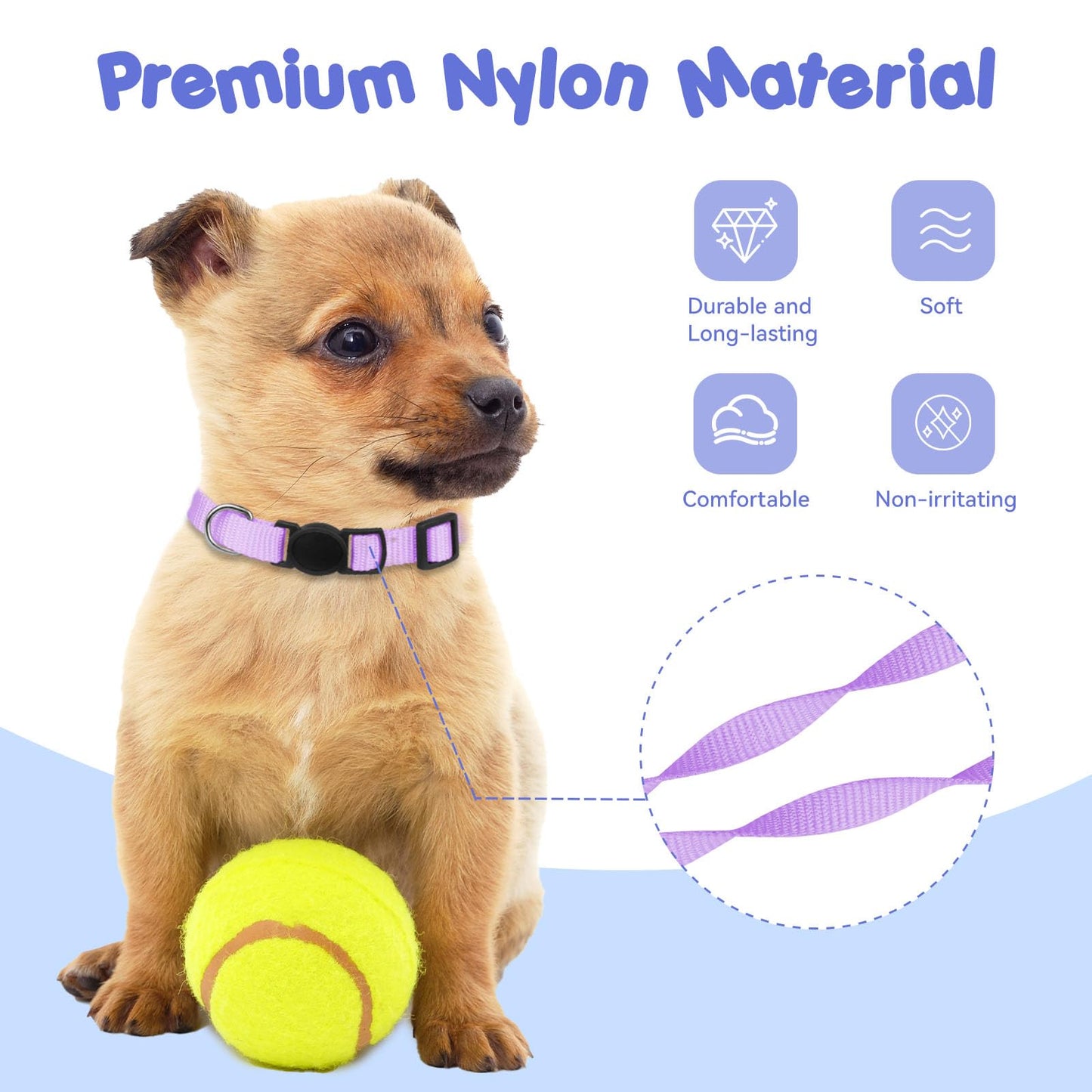 20 Pack Puppy Collars,Puppy Collars for Small Puppies Litter Safety Buckle Soft Nylon Whelping Collars Newborn Puppy Collars for Litter Puppies Collars(S)