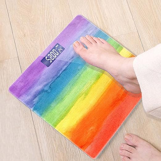 Weight Scale Digital Scale for Body Weight Bathroom Scales Personalized Scale for Body Weight 400 lbs with Large Backlit Display Easy Read - Rainbow Colorful Strips