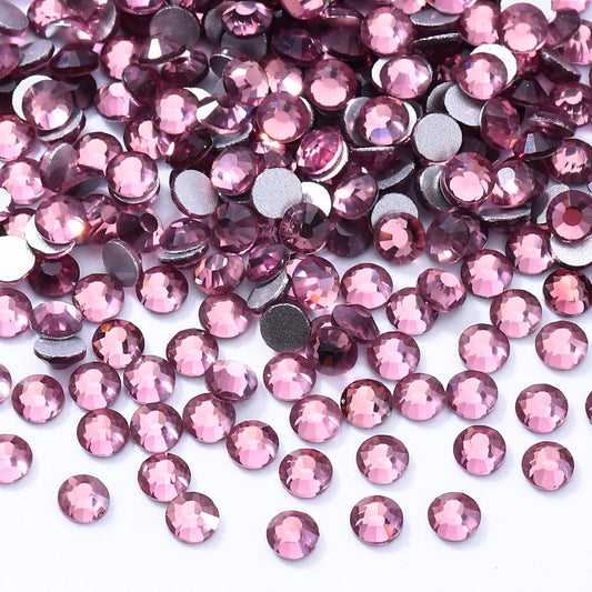 Light Amethyst Flatback Rhinestones, Glass Rhinestones for Nail Art and Craft, Glue Fix, Loose Crystal Gemstones(Lt.Amethyst, SS4, 2880pcs, 1.5-1.7mm)