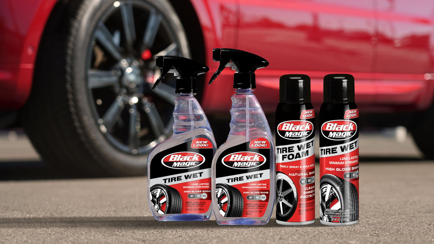 Black Magic 120217 Tire Wet, 23oz (Pack of 2) - Specially Formulated Tire Shine Applicator Cleaner to Keep Them Looking Wet, Black, and Glossy with One Quick Spray – Long-Lasting Protection for Tires