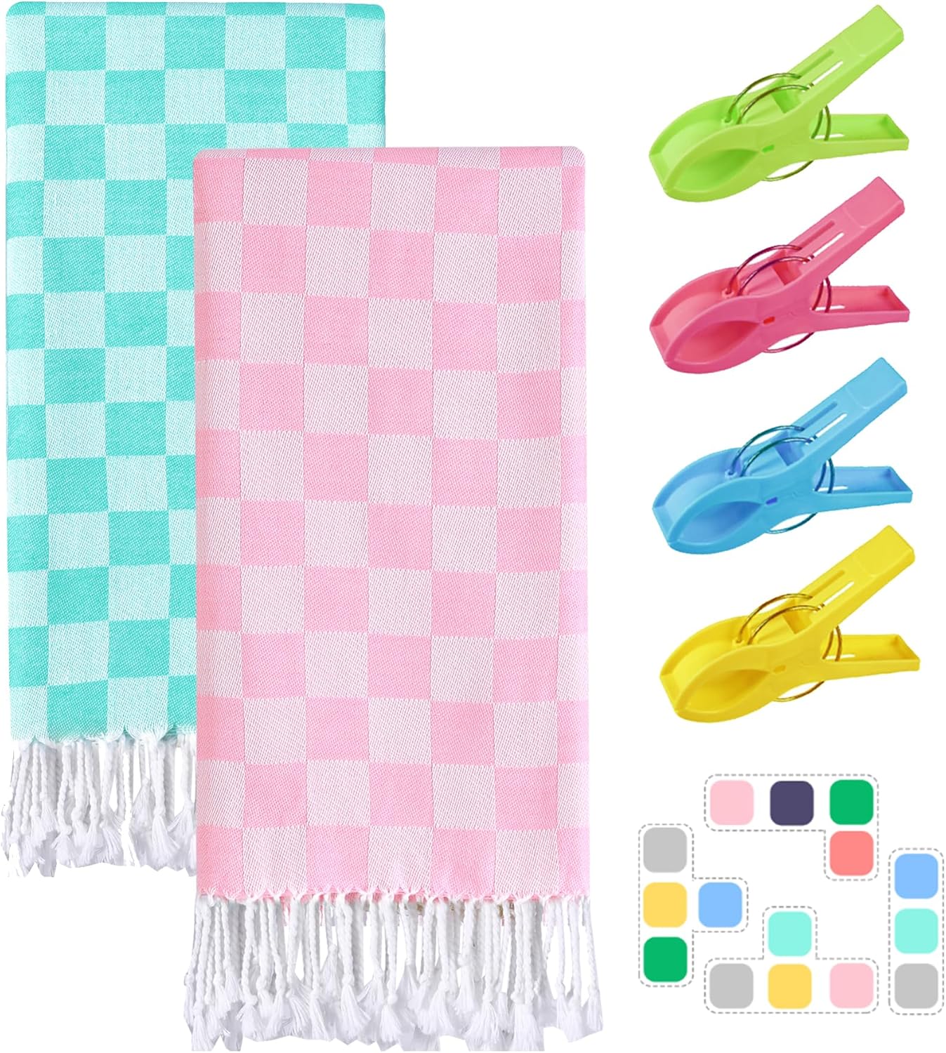 2 Packs Turkish Beach Towel Vacation Essentials Blanket Bath Pool Towel Extra Large Sand Free Fast Drying Lightweight Swim Necessities Women Summer Gift Vacation Travel Accessories Thin